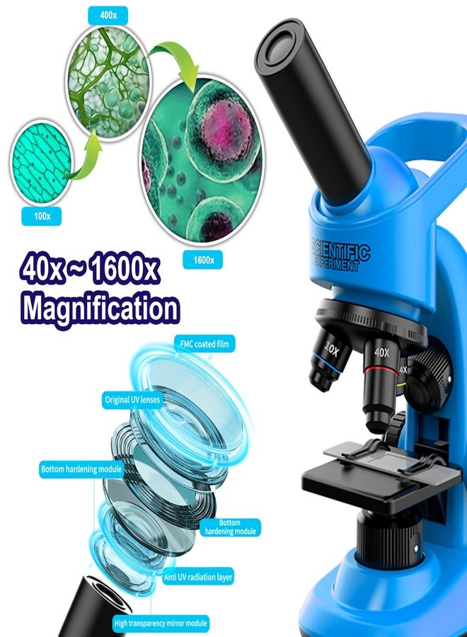 DOUBLE CC Kids Microscope,40-1600x Microscope Kit for Kids Beginners Children,STEM Kit,Prepared Slides,LED Light and Configured Various Operating Tools- Science Experiment Toy for Kids Ages 6-12 - Image 5